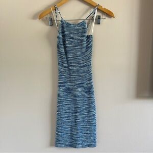 Et Clet Blue & White Striped Knit Dress Size S | Tie-Back